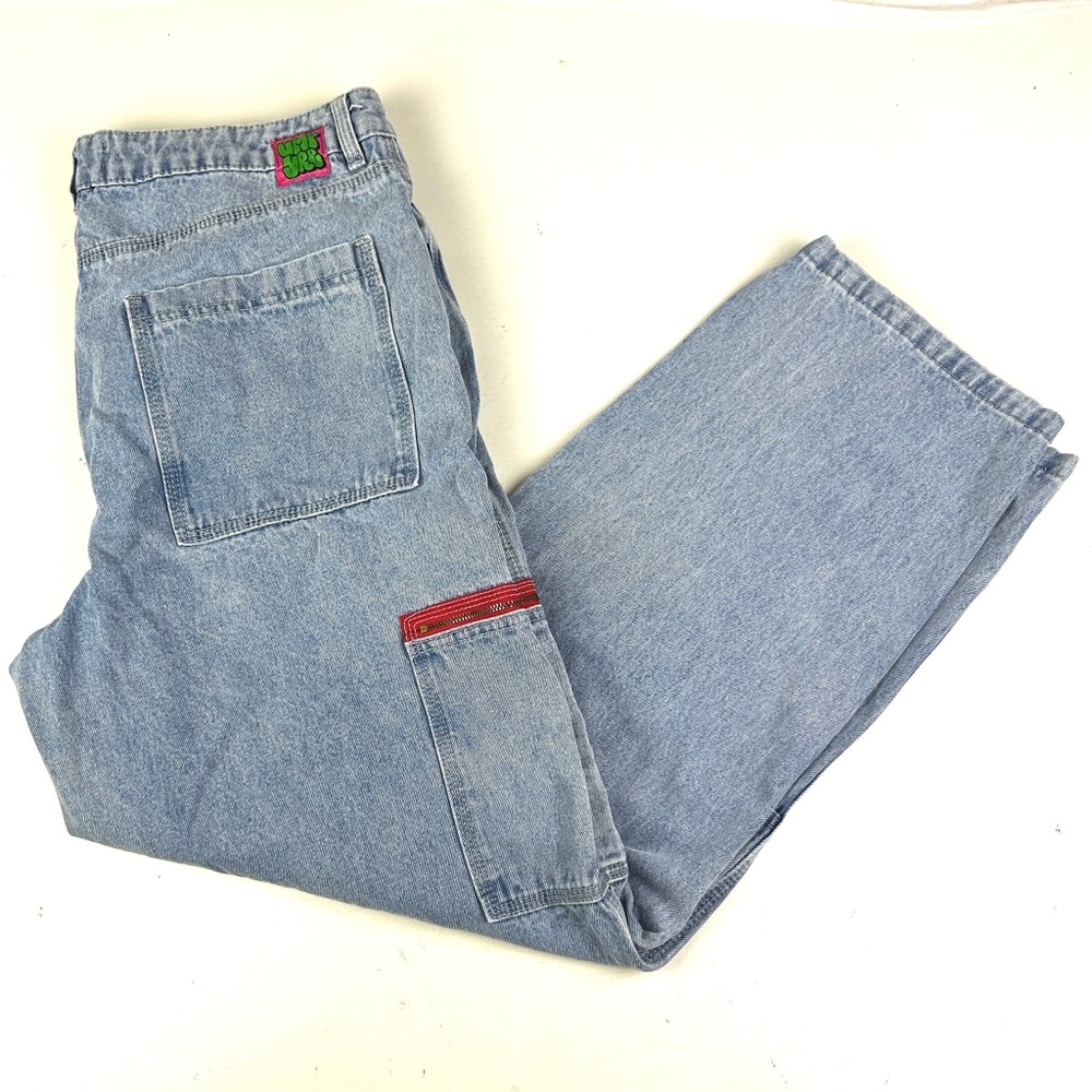 Empyre Women's Size 14 Tori Cargo Pocket Skate Jeans Light Wash Straight Baggy